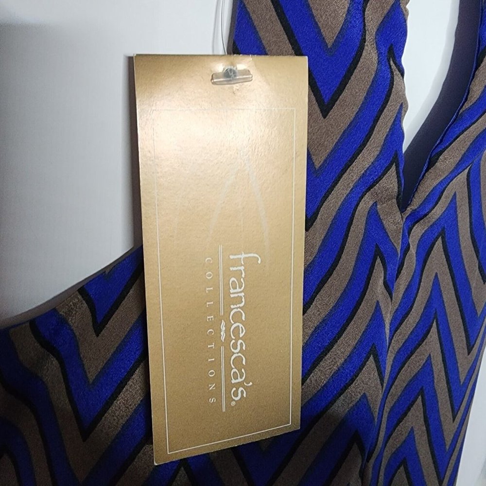 NWT FRANCESCAS DINA BE Blue Brown Chevron Pattern Dress Womens Size M Medium‎ - Picture 6 of 8